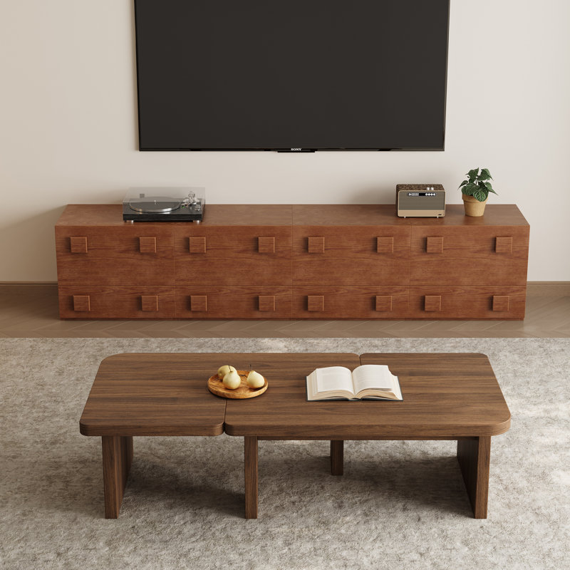 Ensemble de salon brun, ensemble de table basse avec armoire télé