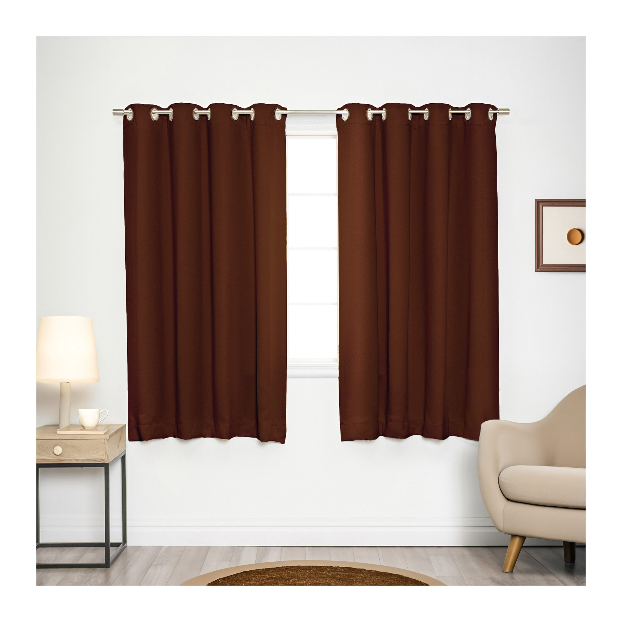 Schaeffer Blackout Curtain, Chocolate, 52" W x 63" L
