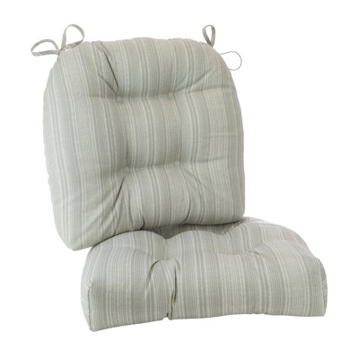 Wicker Solarium Indoor and Outdoor Chair Cushions for Patio Furniture, Kitchen and Dining Room, Water-Resistant Seat Pads, 19x18 Inches, 2 Count (Pack of 1), Boardwalk Stripe