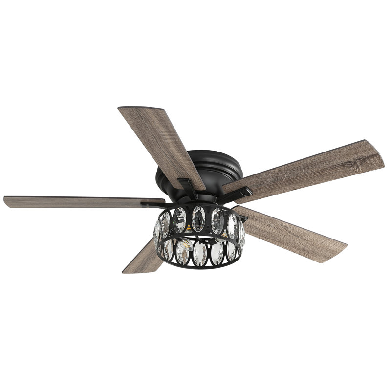 132.08cm Ceiling Fan with Light Kit, Black