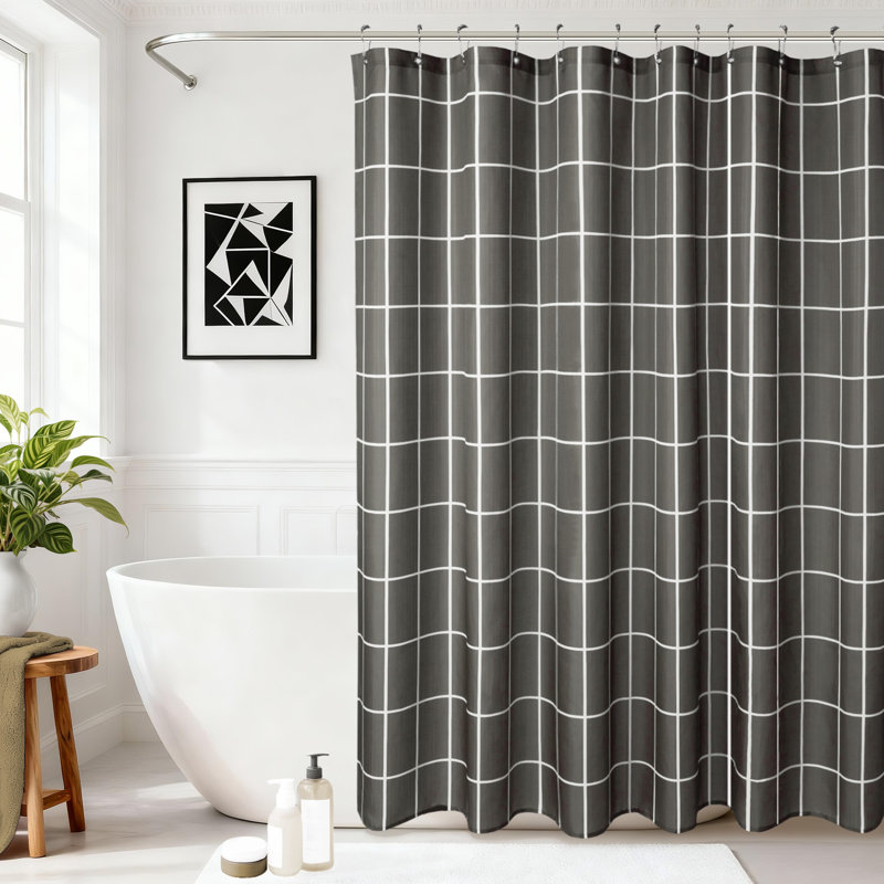 Rideau de douche à imprimé fenêtre, Gris