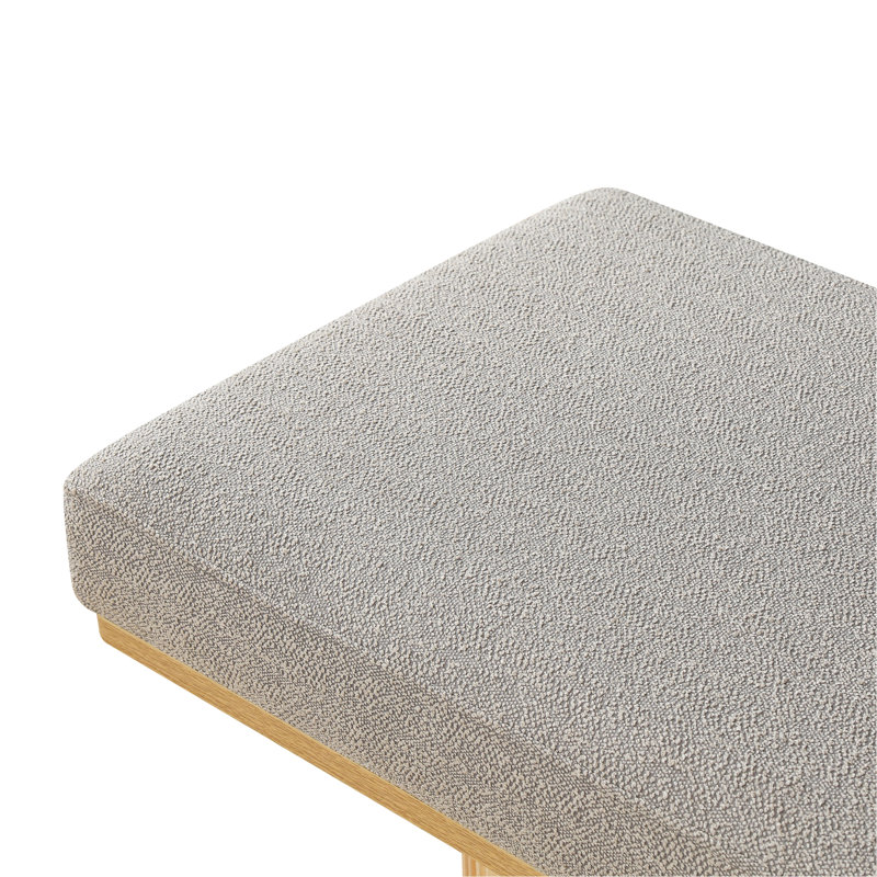 Banc rembourré avec pieds en tissu Boucle, Naturel