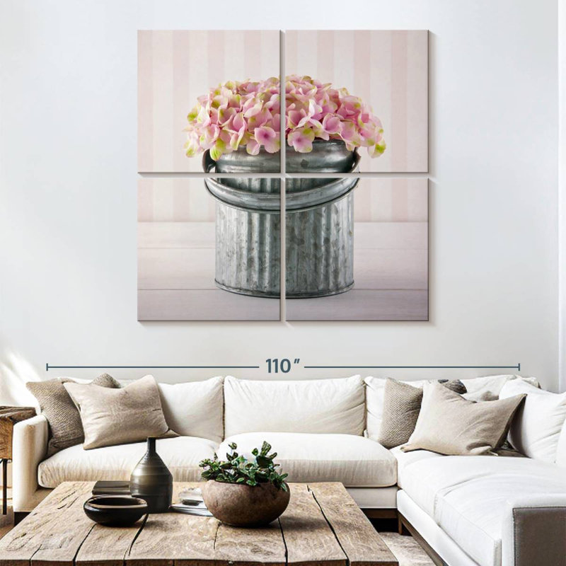 Harnek Bucket Of Hydrangeas, 74" H x 74" W