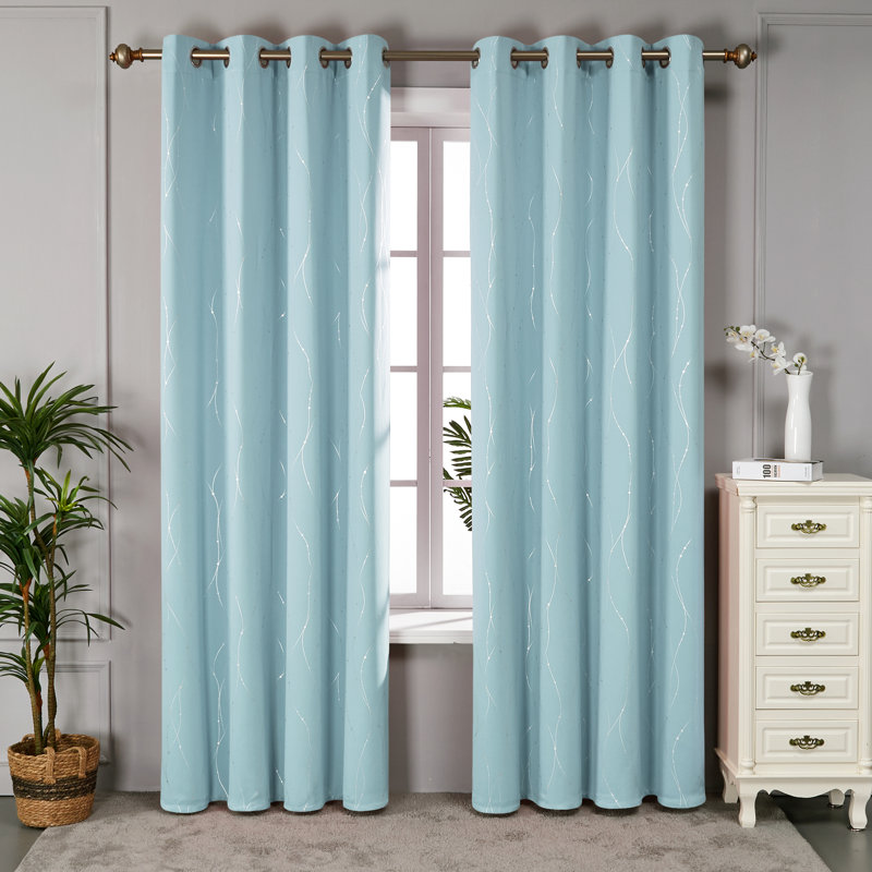 Cohmer Room Darkening Curtain Pair, Sky Blue, 42" W x 108" L
