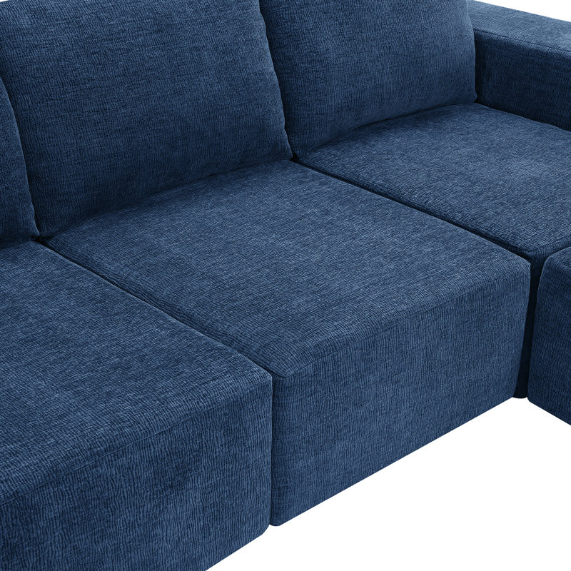 Élégant canapé modulaire rembourré avec repose-pieds, tissu chenille, 110 x 72 po, sans assemblage, pour une décoration intérieure polyvalente de 110 x 72 x 30 po, salon et chambre à coucher
