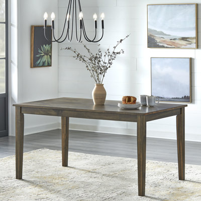Rhem Rubberwood Rectangular Solid Wood Top with Solid Wood Base Dining Table