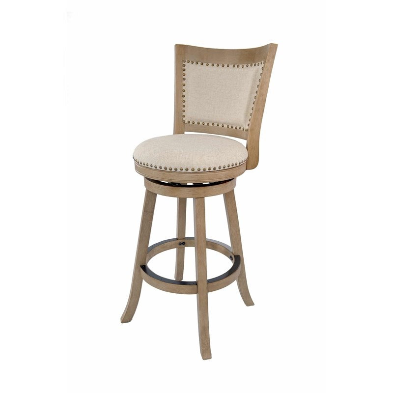  Tabouret de bar contemporain pivotant en bois de grève brossé, Driftwood, Extra Tall (44" Seat Height)