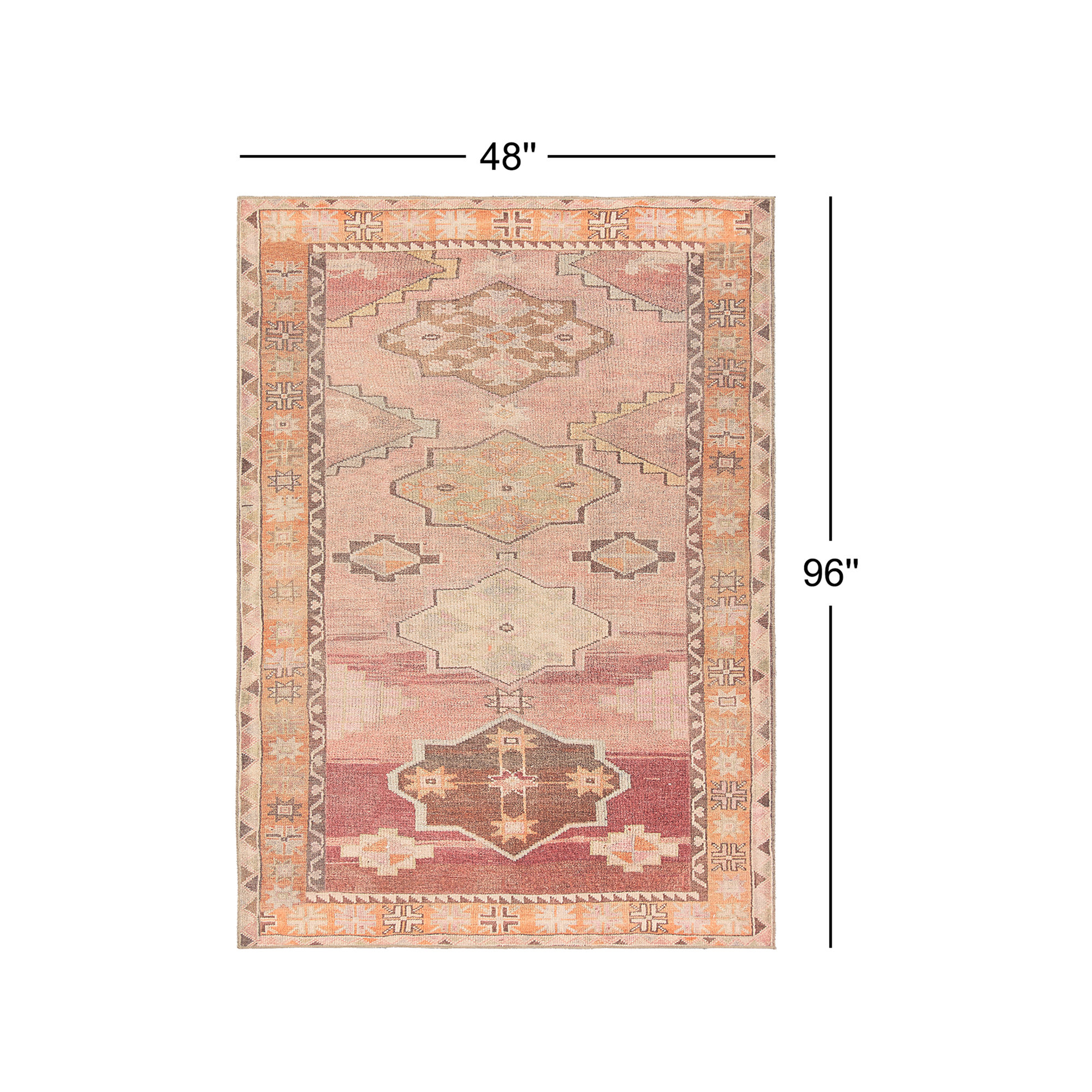 Debary Machine Washable Performance Orange/Pink/Brown Rug, Rectangle 4' x 8'