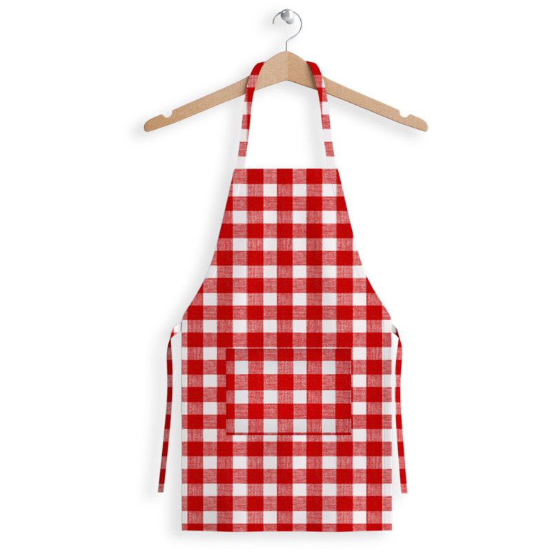 Plaid Bib Apron, Red/White