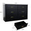 Commode noire 6 chambres. Vaste solution de rangement. Bois d'ingénierie. Surface brillante. L 15,87 po x H 29,79 po x P 46,88 po. Instructions d'assemblage faciles incluses. Commode moderne pour la chambre à coucher. Structure.