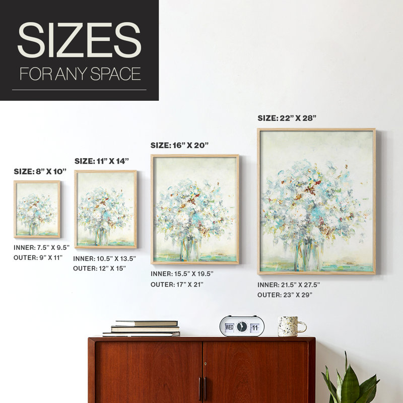 Textured Bouquet Framed Print - Solid Wood, Natural