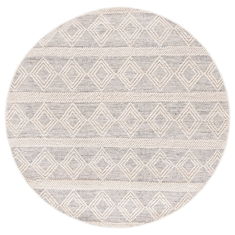 Natura Flat Weave Wool Geometric Rug, Round 6'