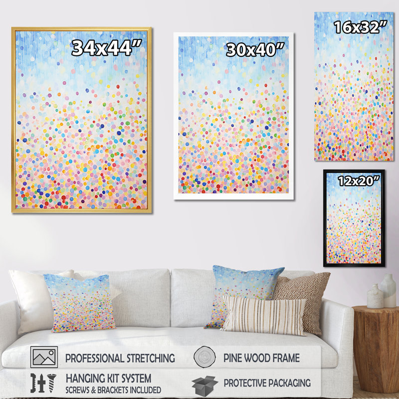" Minimalism Rainbow Dot ", Wrapped Canvas, 32" H x 24" W x 1" D