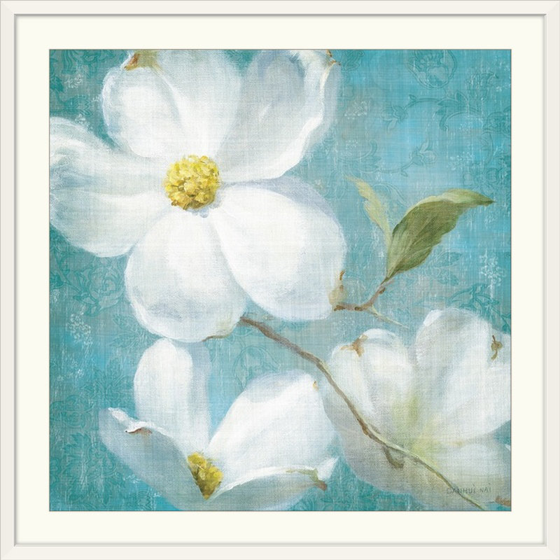 « indiness fleur carrée iv », reproduction d’art Danhui Nai, H 38 po x l 38 po x P 1 po, Cadre blanc
