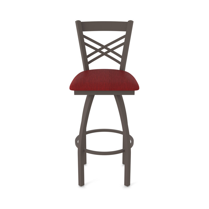 Catalina 36" Swivel Bar Stool, Bronze, Fabric-Graph Ruby