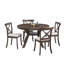 Table de salle à manger ronde en bois massif pour 4 à 6 personnes, finition brune, base à piédestal moderne, idéale pour la cuisine ou le salon