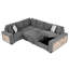 Lit modulaire en forme de U gris avec rangement, 2 ports, large, lit escamotable de 109 po pour relax, chaise de rangement, Luxury Living