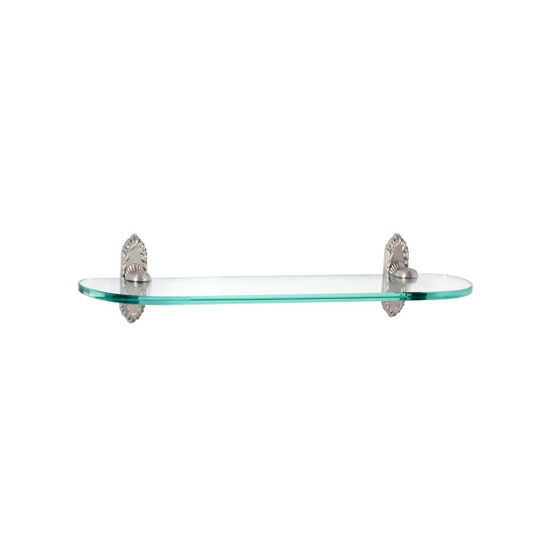 Ribbon and Reed Wall Shelf, Satin Nickel, 18" W x 4.75" D