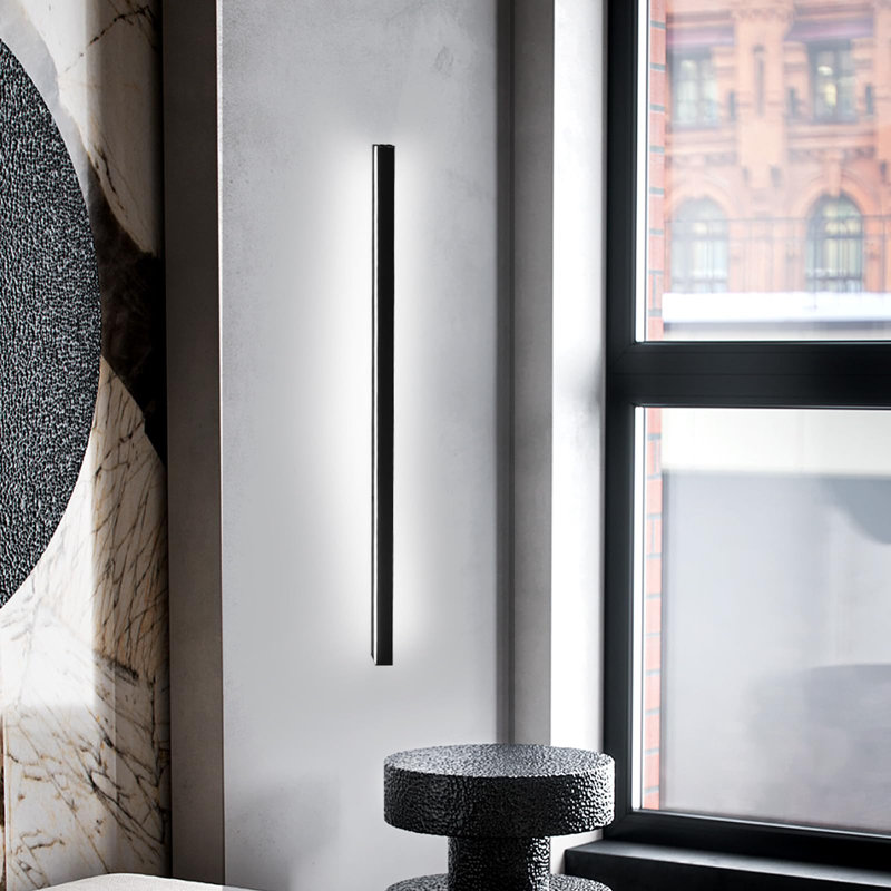 Danazia Black LED Flush Mounted Sconce, 100cm, 6500K