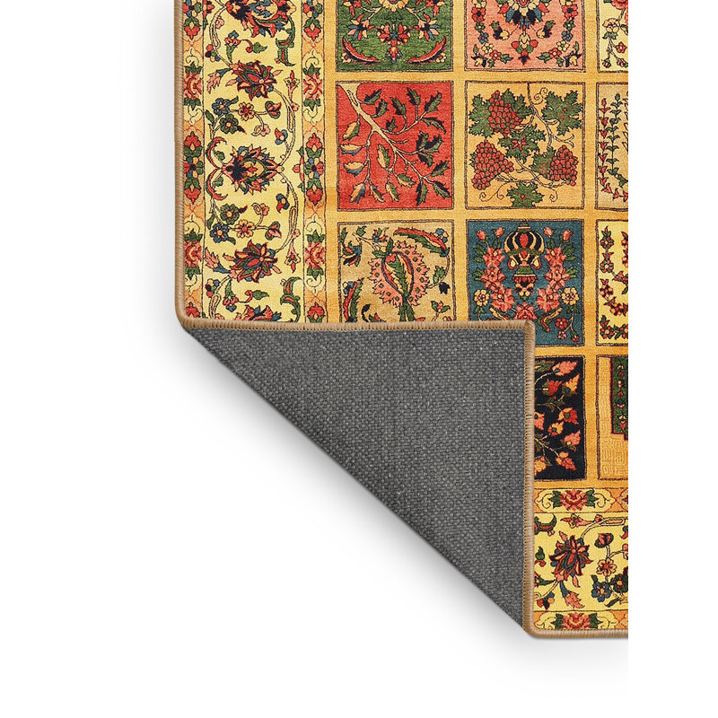 Tapis beige / vert / rouge Denieul, Rectangle 2 pi x 4 pi