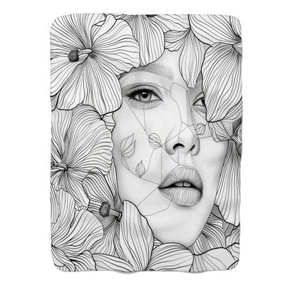Minimalist Face Motifs - 1 Piece Premium Sherpa Blanket