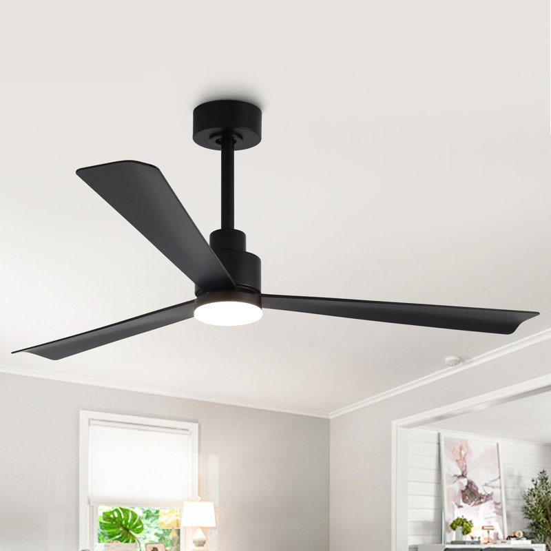 Ventilateur de plafond 52 po à DEL à intensité variable avec lumières et télécommande, moteur à courant continu réversible à 6 vitesses, 3 lumières colorées, tiges verticales de 5 po et 10 po incluses