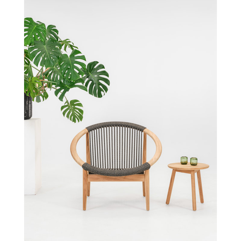 Frida Outdoor Lounge Chair, Black/Oak