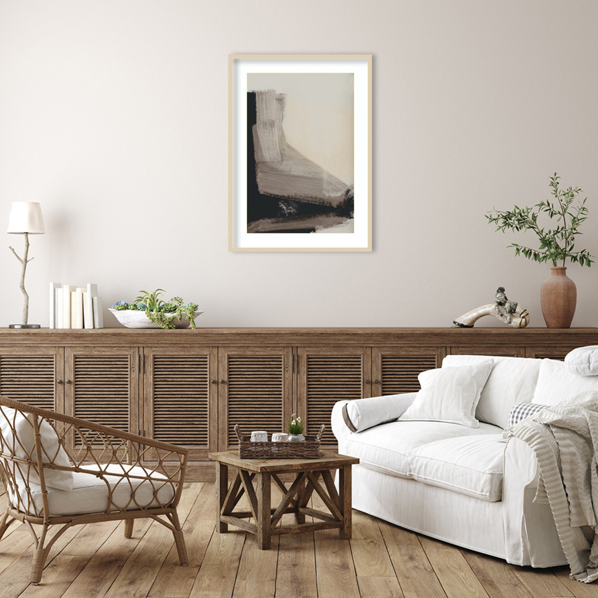 Mellow No 2 by Dan Hobday Wood Framed Wall Art Print, 41" H x 30" W, Brown