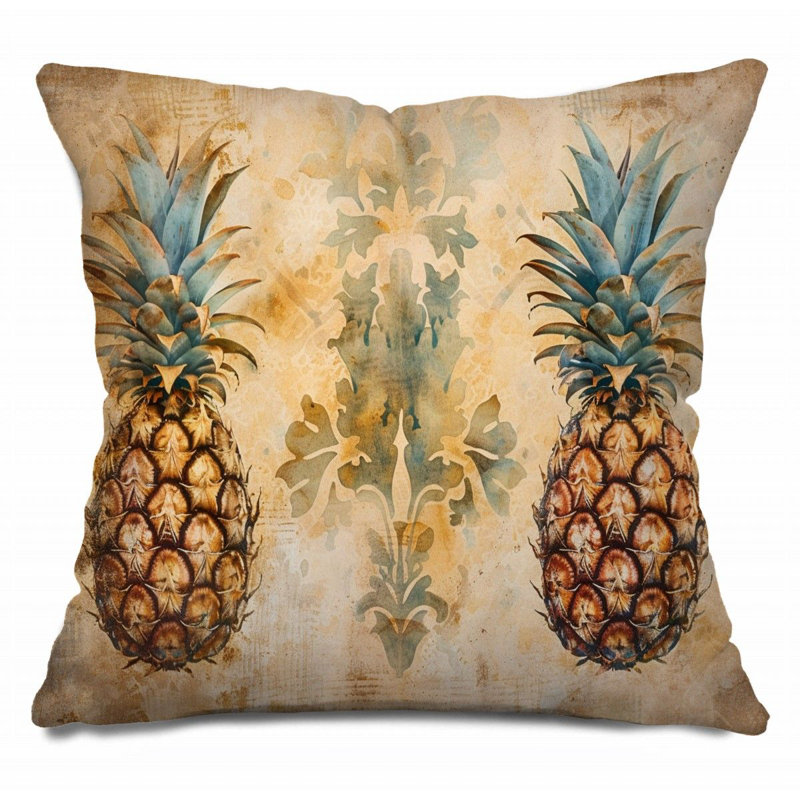 Pineapples Throw Pillow, Tropical  Pillows, 16"H x 16"W