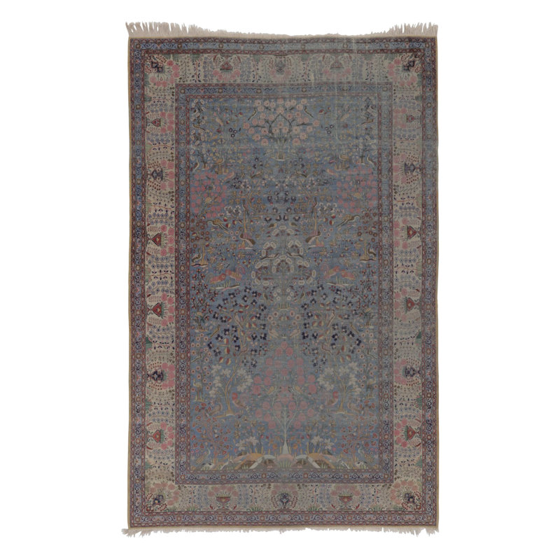 Antique Kashan Silk Runner With All-Over Floral Pattern - Rug & Kilim