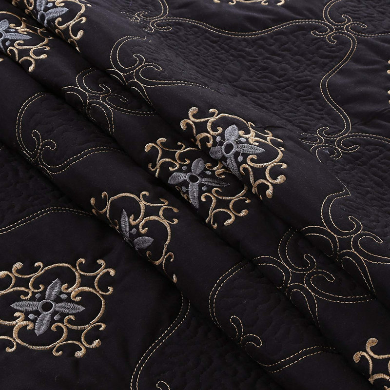 Ensemble de courtepointe réversible en microfibre 3 pièces p-emma, Courtepointe très grand californien + 2 taies