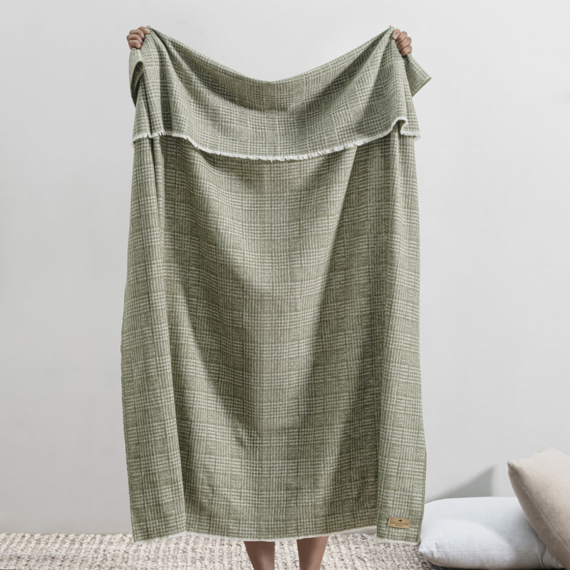 Sutton Plaid Throw,  Chive Houndstooth