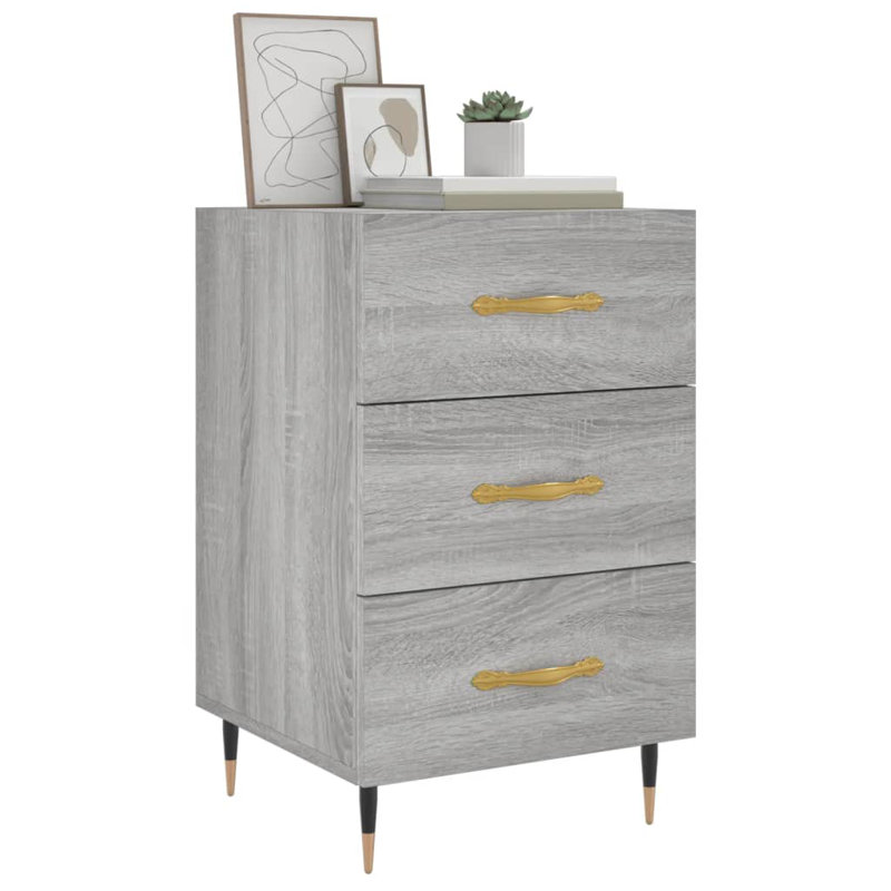 Deana 40cm W Manufactured Wood Bedside Table, Grey Sonoma