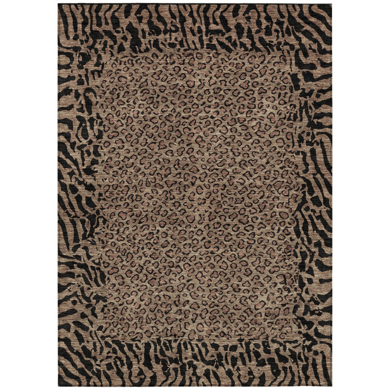 Tapis intérieur lavable à motif animal 8 po x 10 po brun