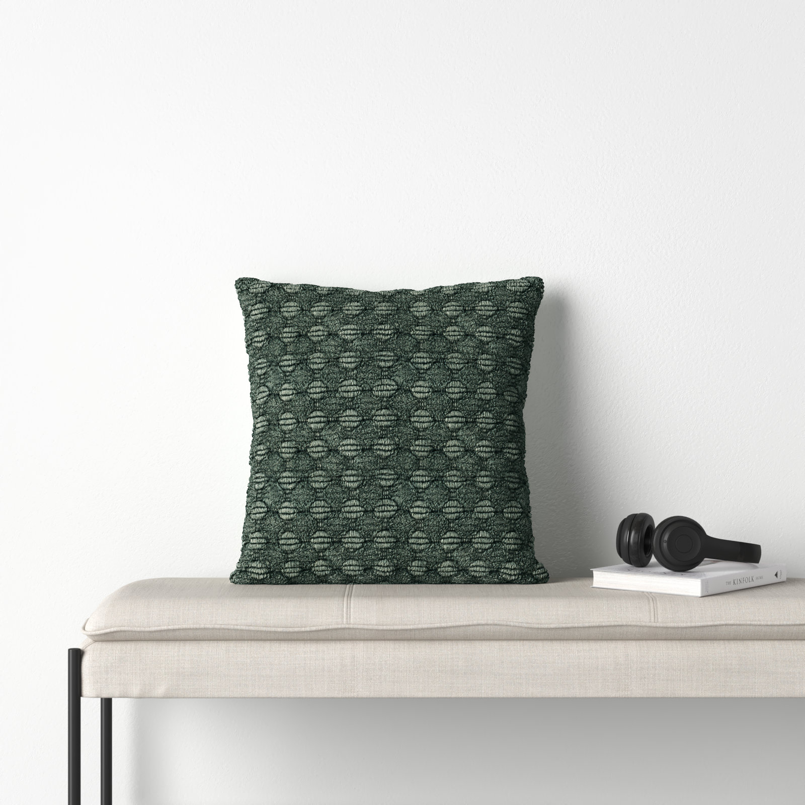 Roya Cotton Throw Pillow, Green