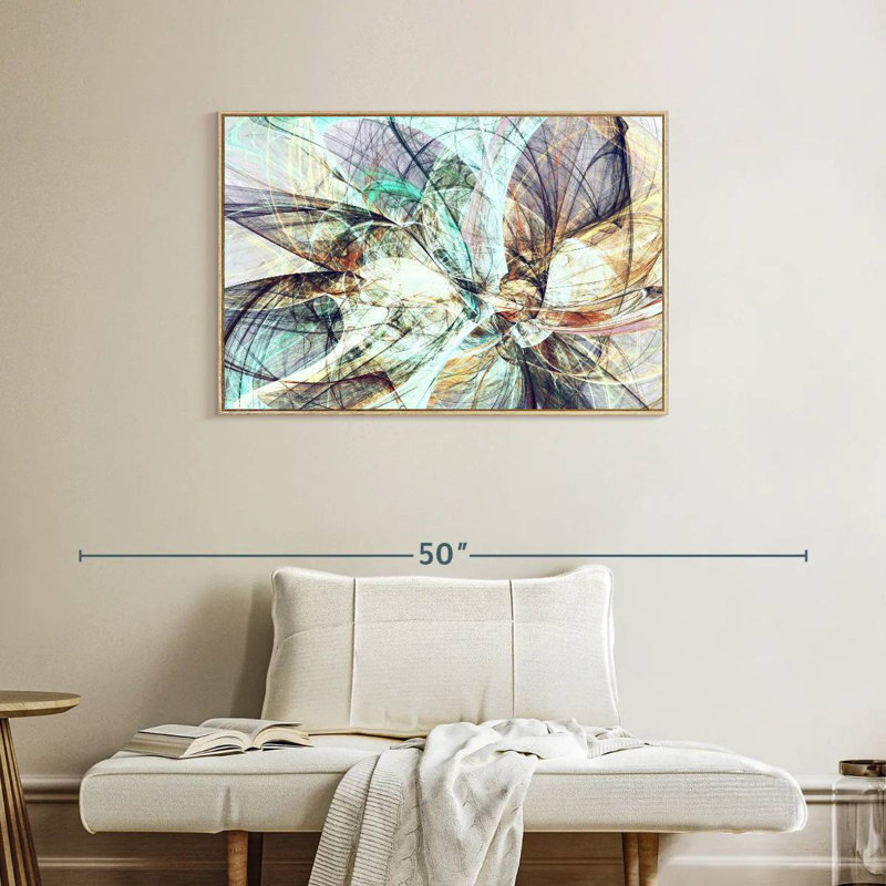 Couleurs dans l'abstrait, Cadre flottant en bois naturel, 37 po x 25 po
