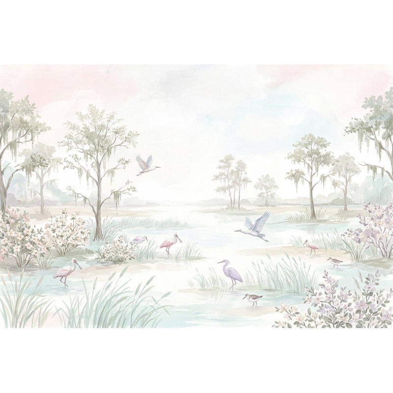 Papier peint marais pastel aquarelle, Peler et coller, 200 po x 120 po