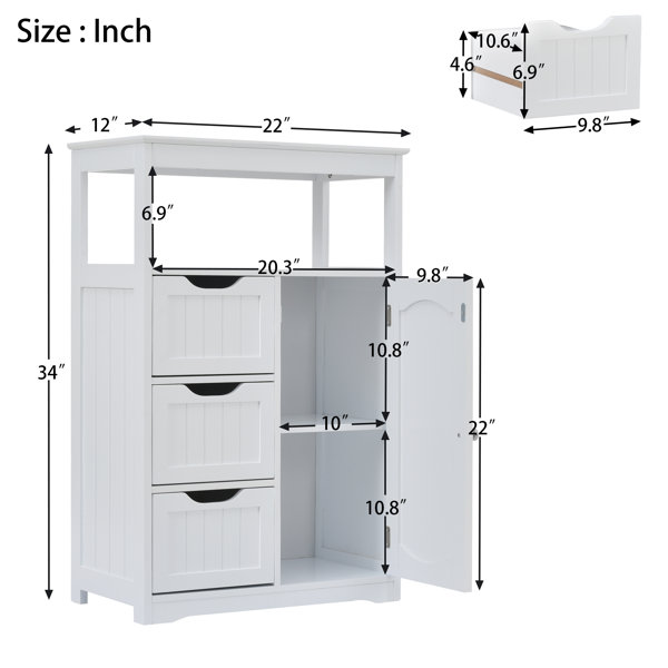 Bathroom Multifunctional Storage Rack, 3 -tier Standing Bathroom