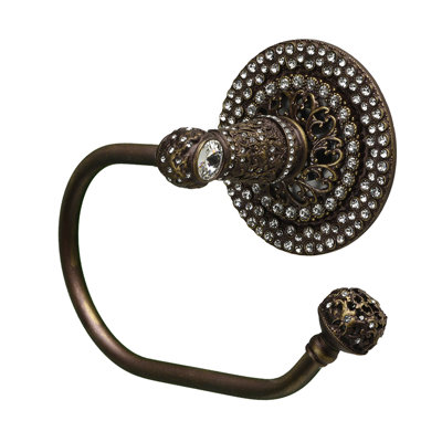 Juliane Grace II swing tissue smooth ring right with 225 Swarovski Clear Crystals in Antique Brass
