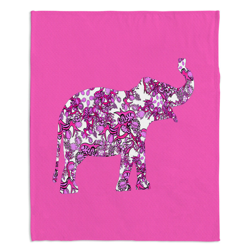  Jeté à rubans éléphant, l 68 po x L 80 po, Rose