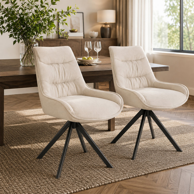 Chaise de salle à manger rembourrée pivotante à 360 ° Morden, Beige