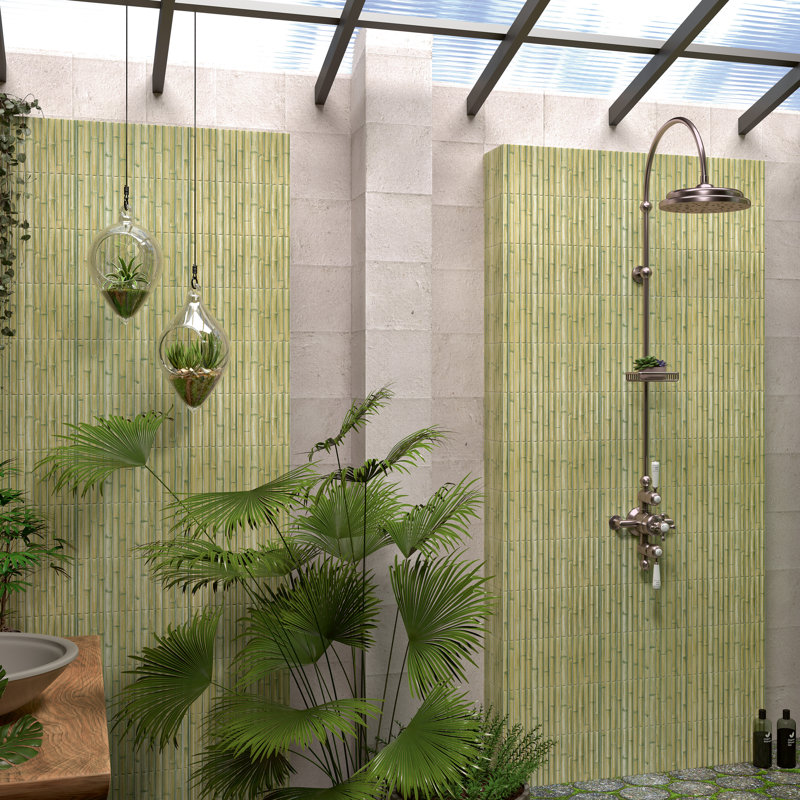 Bamboo 5.88'' W x 11.88'' L Tile, Matcha Green