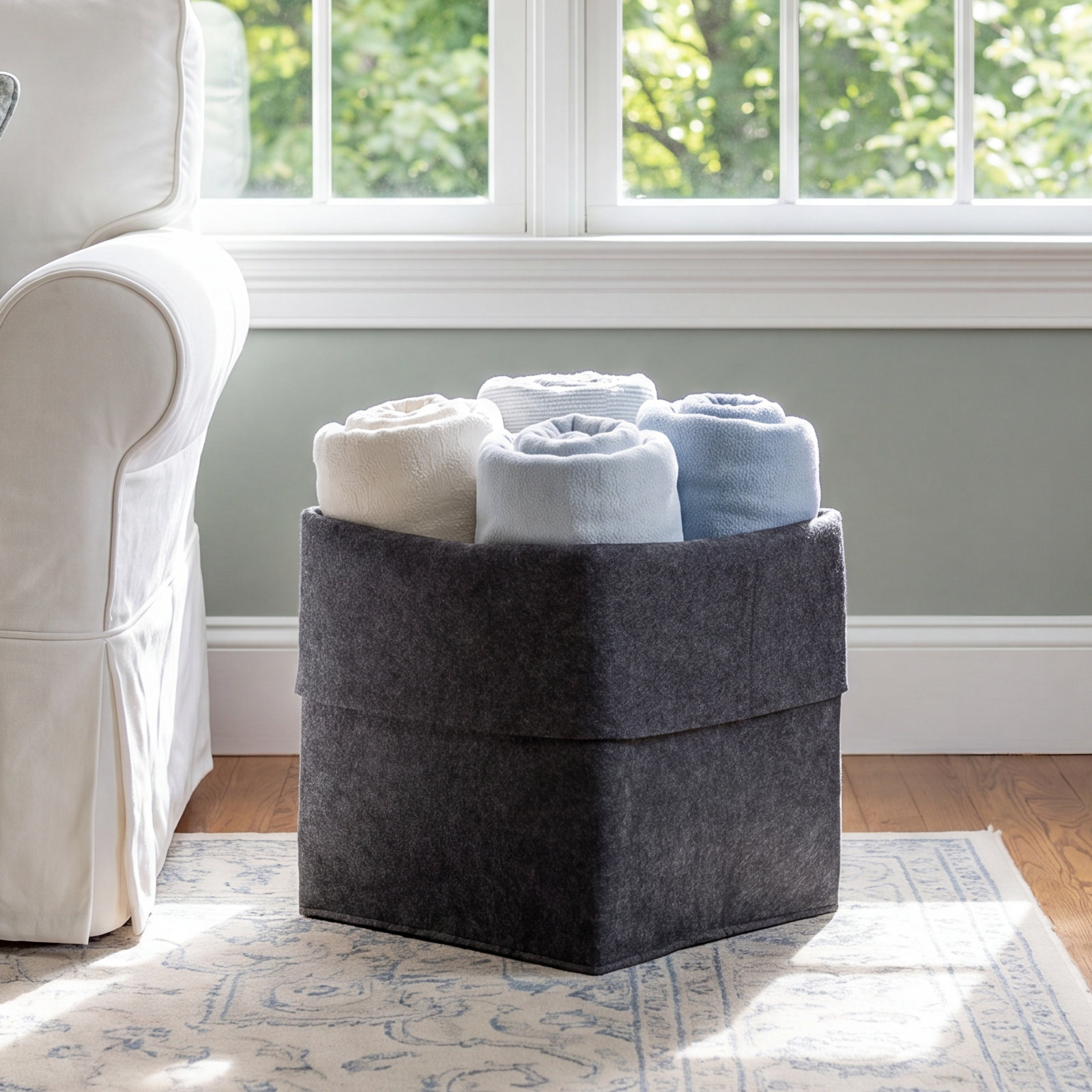 Flex Felt Wool Storage Bin, Black