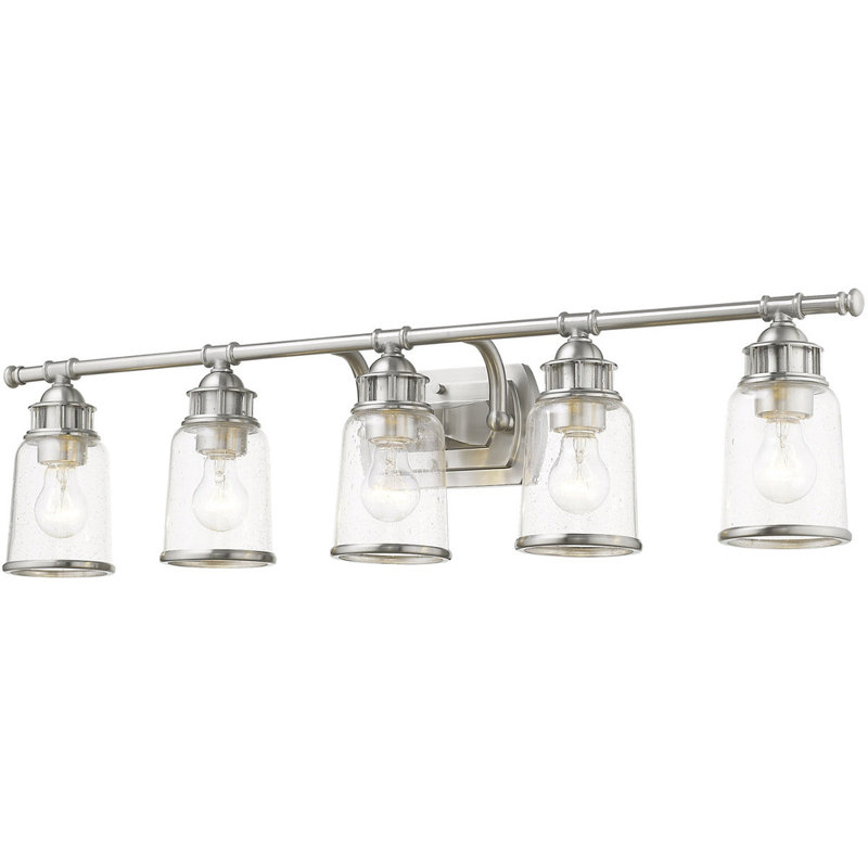 Éclairage pour salle de bain 5 lumières, Nickel brossé