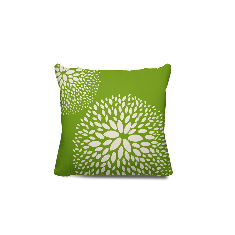 Coussin décoratif intérieur / extérieur en polyester filé à la main Bavière, H 15 po x l 15 po, Chartreuse / crème