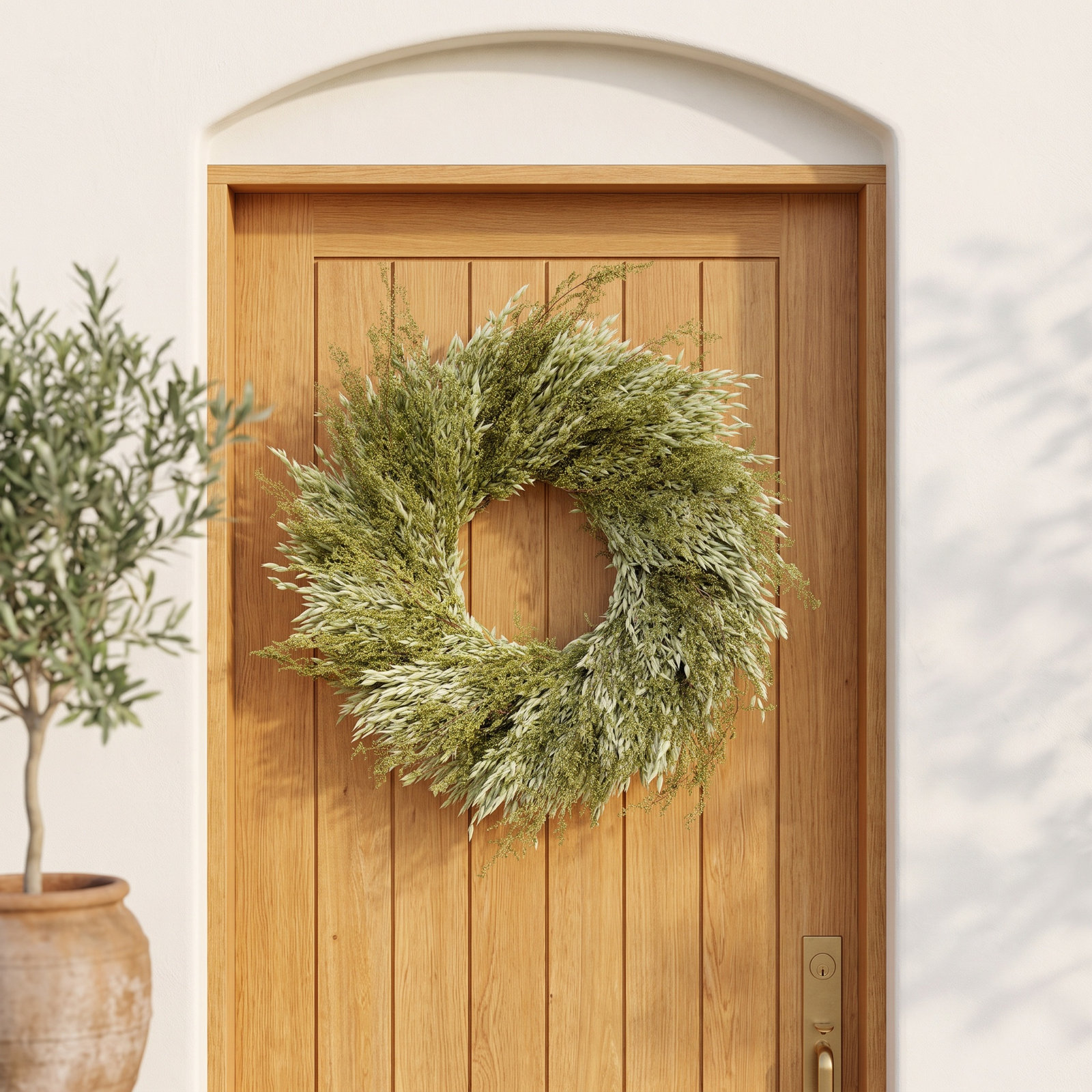 Dried Sweet Annie and Oats Fall Wreath, 30" W x 30" H x 6" D