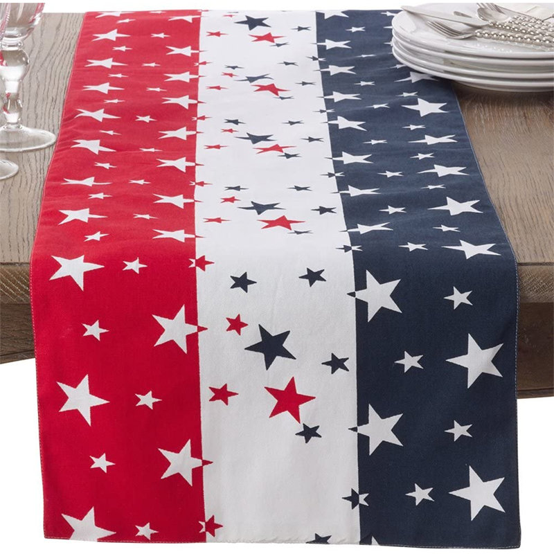 Rectangular Geometric Cotton Table Runner, 120" x 16"