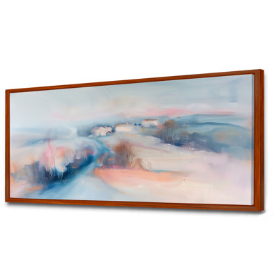 Grey Pink Minimalism Village Mirage IV - Farm Wall Art Living Room