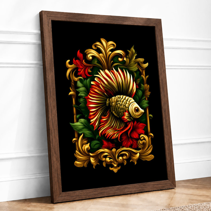Ornamental Betta Art Deco 1 Piece Single Picture Frame Wall Art, A1 - 84.1 x 59.4 cm, Walnut