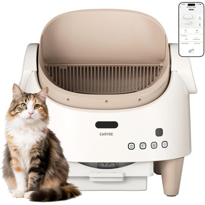 Automatic Self-Cleaning Cat Litter Box with Open-Top Design, App-Controlled Electric Litter Box for Multiple Cats, Adjustable Entry Height, Multi-Sensor Safety System, Includes 1 Roll Trash Bags